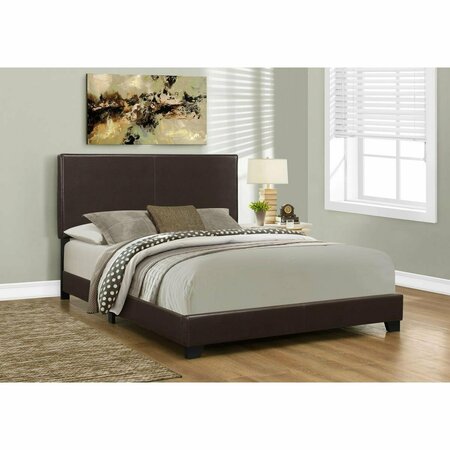GFANCY FIXTURES 45.75 in. Solid Wood MDF & Foam Queen Size Bed with Leather Look GF3100200